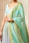 Shop_Tarun Tahiliani_Green Lehenga Chanderi Blouse Foil Jersey Printed Bridal Set _Online_at_Aza_Fashions