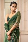 Tarun Tahiliani_Green Blouse Georgette And Indian , Drape Italian Lehenga Saree Set_Online_at_Aza_Fashions