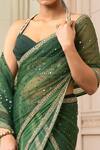 Buy_Tarun Tahiliani_Green Blouse Georgette And Indian , Drape Italian Lehenga Saree Set_Online_at_Aza_Fashions