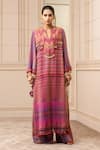 Buy_Tarun Tahiliani_Purple Handloom Woven Kantha Notched Work Kurta _at_Aza_Fashions