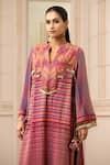 Buy_Tarun Tahiliani_Purple Handloom Woven Kantha Notched Work Kurta _Online_at_Aza_Fashions