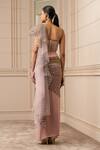 Shop_Tarun Tahiliani_Pink Concept Saree Georgette Printed Floral Cascade Draped With Corset _at_Aza_Fashions