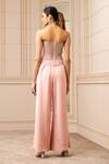 Shop_Tarun Tahiliani_Pink Corset Indian Tulle Embroidered Faux Diamonds Sweetheart And Trouser Set _at_Aza_Fashions