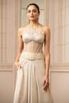 Buy_Tarun Tahiliani_White Corsettulle Embroidered Faux Diamonds Round Corset And Trouser Set _at_Aza_Fashions