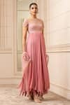 Tarun Tahiliani_Pink Anarkali Dolly Chiffon, Churidar Stretch Net, Embroidered Set _Online_at_Aza_Fashions