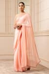 Tarun Tahiliani_Peach Saree Chiffon Embroidered Crystal Straight With Work Blouse _Online_at_Aza_Fashions