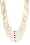 Ruby Raang_White Beads Colorblock Layered Necklace _Online_at_Aza_Fashions