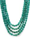 Ruby Raang_Green Faux Stones Handcrafted Layered Necklace _Online_at_Aza_Fashions