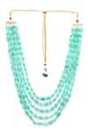 Buy_Ruby Raang_Green Beads Handcrafted And Pearl Layered Necklace _Online_at_Aza_Fashions