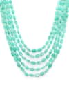 Ruby Raang_Green Beads Handcrafted And Pearl Layered Necklace _Online_at_Aza_Fashions