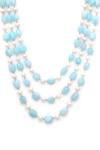 Ruby Raang_Blue Beads Colorblock Layered Necklace _Online_at_Aza_Fashions