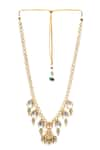 Buy_Ruby Raang_White Kundan Teardrop Necklace _Online_at_Aza_Fashions