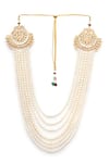 Ruby Raang_White Kundan And Pearl Studded Necklace _Online_at_Aza_Fashions