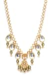 Ruby Raang_White Kundan Teardrop Necklace _Online_at_Aza_Fashions