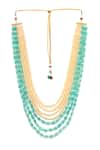 Buy_Ruby Raang_Green Beads And Pearl Layered Handcrafted Necklace _Online_at_Aza_Fashions