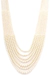 Ruby Raang_White Beads Embellished Long Necklace _Online_at_Aza_Fashions