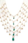 Ruby Raang_White Pearls Kundan And Studded Necklace _Online_at_Aza_Fashions