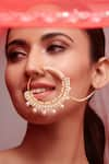 Buy_Curio Cottage_Plated 22kt Plating Kundan Nose Ring_at_Aza_Fashions