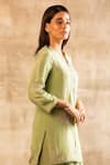Sana Barreja_Green Crepe Round Embroidered Kurta And Draped Pant Set _Online_at_Aza_Fashions