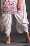 Buy_Kefi Collections_White Viscose Georgette Embroidered Beads Falak Kurta Dhoti Pant Set  _Online_at_Aza_Fashions