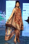 Buy_Rajdeep Ranawat_Multi Color 100% Silk Boat Printed Maxi Dress  _Online_at_Aza_Fashions