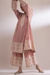 Buy_Heena Kochhar_Pink Tissue Choga Zari Aari Embroidered Kurta And Palazzo Set_Online_at_Aza_Fashions