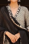 Gulabo Jaipur_Black Cotton V Neck Printed Anarkali Set For Women_at_Aza_Fashions