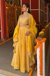 Buy_Punit Balana_Yellow Silk Chanderi Bandhani Lehenga Set_at_Aza_Fashions