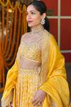 Shop_Punit Balana_Yellow Silk Chanderi Bandhani Lehenga Set_at_Aza_Fashions