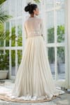 Shop Kanj By Priyanka A Sakhuja Ivory Silk Tabby Sequin, Cutdana And Bead Work Farleen Pleated Embroidered Gown at Aza Fashions Shop_Kanj By Priyanka A Sakhuja_Ivory Silk Tabby Sequin, Cutdana And Bead Work Farleen Pleated Embroidered Gown _at_Aza_Fashions
