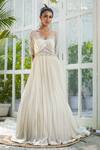 Kanj By Priyanka A Sakhuja Ivory Silk Tabby Sequin, Cutdana And Bead Work Farleen Pleated Embroidered Gown Online at Aza Fashions Kanj By Priyanka A Sakhuja_Ivory Silk Tabby Sequin, Cutdana And Bead Work Farleen Pleated Embroidered Gown _Online_at_Aza_Fashions