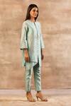 Sana Barreja_Blue Chanderi Silk Round Kurta Set _Online_at_Aza_Fashions