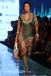 Rajdeep Ranawat_Green 100% Silk Square Neck Tunic And Pant Set  _Online_at_Aza_Fashions