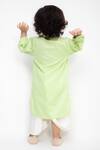 Shop_Fayon Kids_Green Cotton, Silk Embroidery Kurta And Dhoti Pant Set _at_Aza_Fashions