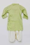 Shop_Fayon Kids_Green Cotton, Silk Embroidery Kurta And Dhoti Pant Set _Online_at_Aza_Fashions