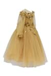 Fayon Kids_Gold Applique Flared Gown For Girls_Online_at_Aza_Fashions