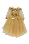 Buy_Fayon Kids_Gold Applique Flared Gown For Girls_Online_at_Aza_Fashions