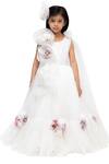 Buy_Fayon Kids_White Net Sequins, Applique Flared Gown _at_Aza_Fashions
