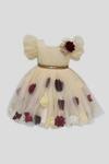 Buy_Fayon Kids_Beige Applique Flared Dress For Girls_Online_at_Aza_Fashions