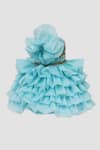 Fayon Kids Blue Organza Sequins, Beads One Shoulder Ruffle Dress Online at Aza Fashions Fayon Kids_Blue Organza Sequins, Beads One Shoulder Ruffle Dress _Online_at_Aza_Fashions