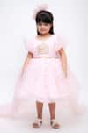 Buy_FAYON KIDS_Pink Net Embellished High-low Dress _at_Aza_Fashions