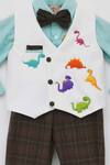 Shop_Fayon Kids_Blue Cotton Applique, Fabric Flowers Dinosaur Motif Waistcoat And Pant Set_Online_at_Aza_Fashions