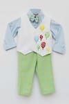 Buy_FAYON KIDS_White Cotton Suiting Balloon Motif Waistcoat And Pant Set _at_Aza_Fashions