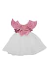 Shop_FAYON KIDS_White Net Colorblock Dress _at_Aza_Fashions