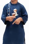 Fayon Kids_Blue Cotton Silk Kurta Set For Boys_at_Aza_Fashions