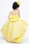 Shop_Fayon Kids_Yellow Net Applique Embroidered High-low Gown _at_Aza_Fashions