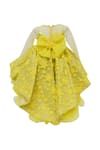 Buy_Fayon Kids_Yellow Net Applique Embroidered High-low Gown _Online_at_Aza_Fashions