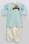 Buy_Fayon Kids_Blue Cotton Printed Kurta And Dhoti Pant Set _at_Aza_Fashions