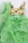 Fayon Kids_Green Net, Organza Sequins, Fabric Flowers Embellished Lehenga Set _Online_at_Aza_Fashions