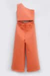 Shop Fayon Kids Orange Neoprene Fabric Flowers, Embroidery Embellished Crop Top And Pant Set at Aza Fashions Shop_Fayon Kids_Orange Neoprene Fabric Flowers, Embroidery Embellished Crop Top And Pant Set _at_Aza_Fashions